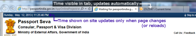 You can open the passport site in one tab and keep a time site open in another tab as shown.